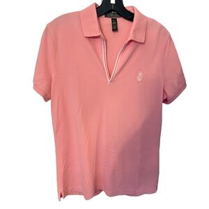 Ralph Lauren Active Women’s Polo Shirt Pink W/ White Trim Sz M NWOT